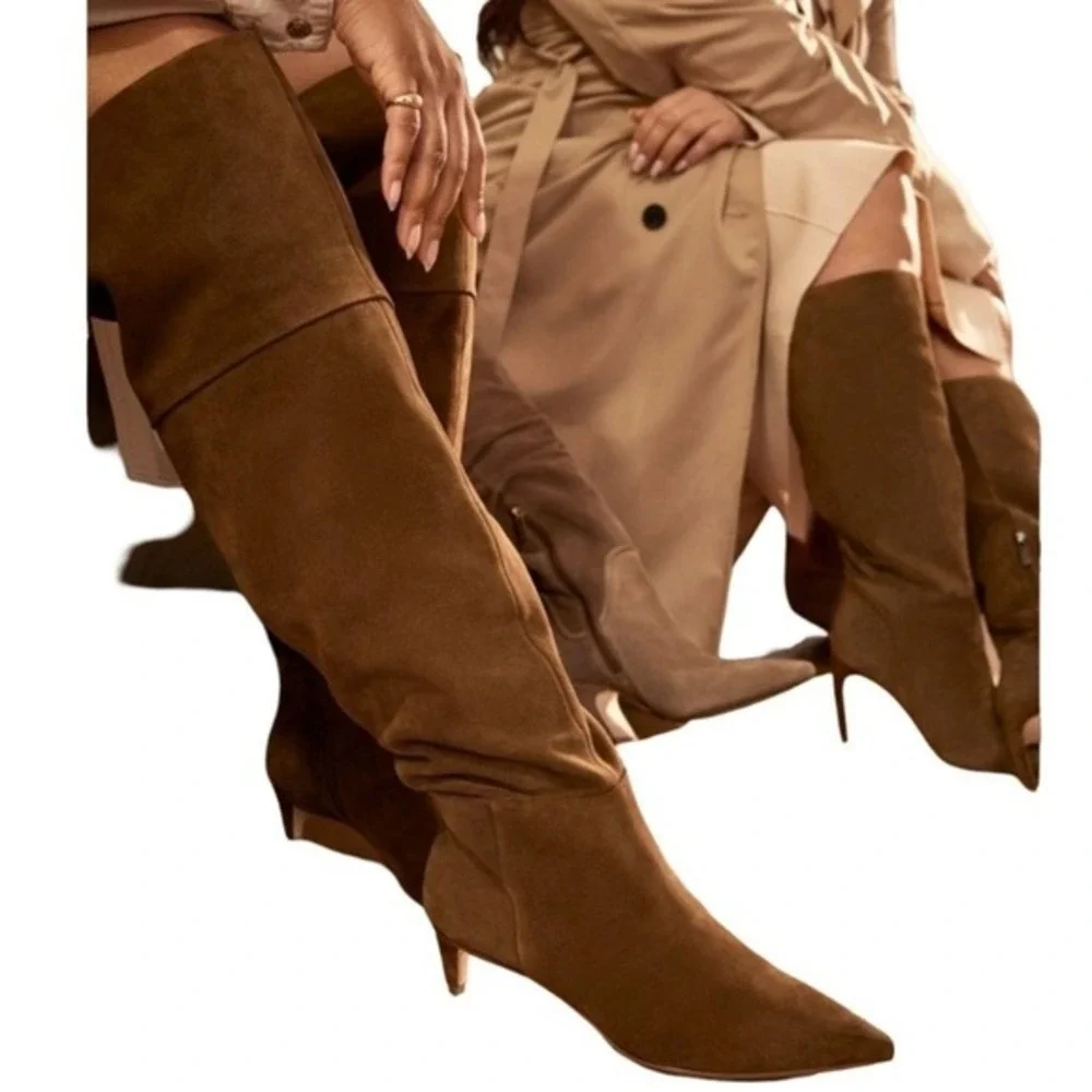 Vince Camuto Camel Brown Suede Leather Iana Over The Knee Boots Size‎ 10 New NC